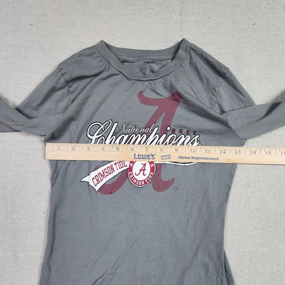 Alabama Crimson Tide Shirt Womens Small Gray Long Sleeve Pullover Spell Out 2015 - Picture 7 of 14